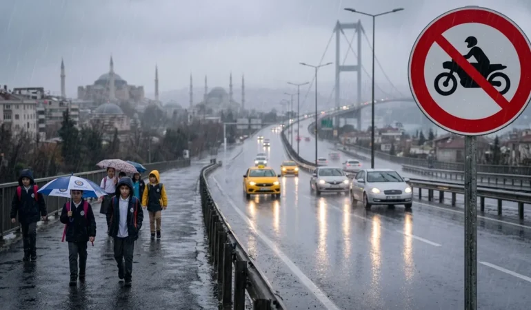 İstanbul’da Eğitime 1 Gün Ara Verildi! Motosikletlere Trafik Yasağı